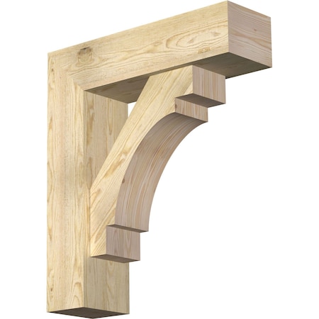 Merced Block Rough Sawn Bracket W/ Offset Brace, Douglas Fir, 8W X 28D X 32H